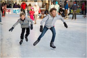 Children ice skating.