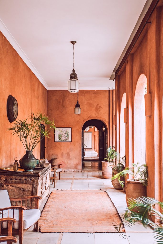 rustic hall way room in sepia tones with natural and rustic decor