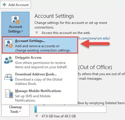 Outlook settings