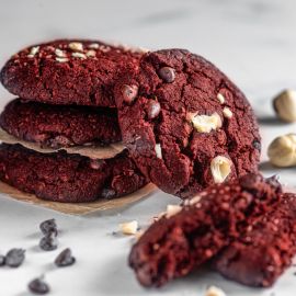 vegan double chocolate hazelnut cookies